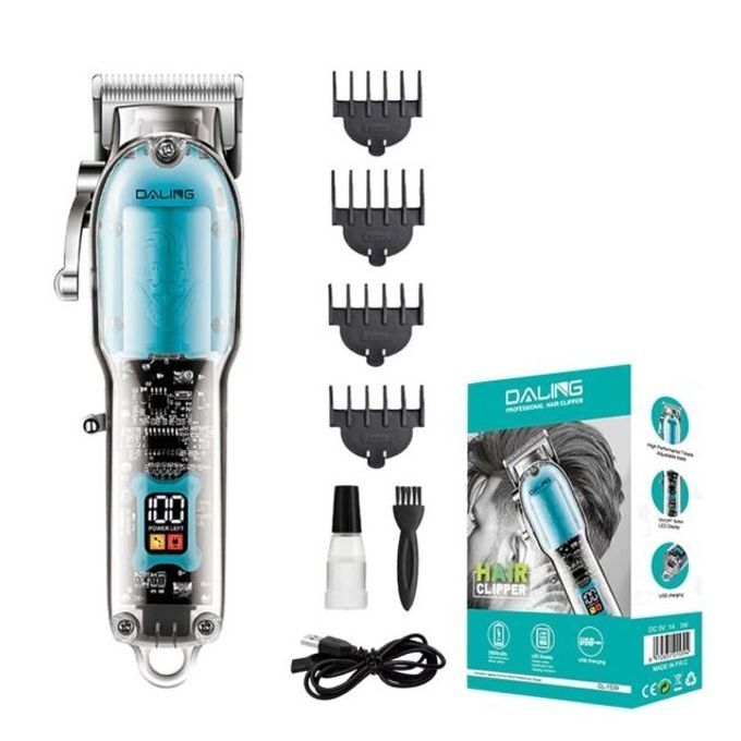 Daling DL-1539 New Full Transparent Visible Body Hair Cutting Machine Cordless Shaver Trimmers Barber Professional Hair Clipper Equipment