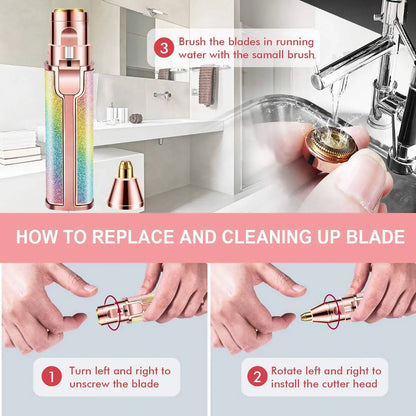 2-in-1 Rechargeable Eyebrow Trimmer & Facial Hair Remover for Women