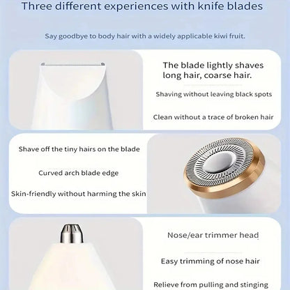 Blawless Womens Facial Hair Remover Facial Hair Removal Women 3in1 Hair Removal Device Electric Face Shaver 3 Replacement Heads