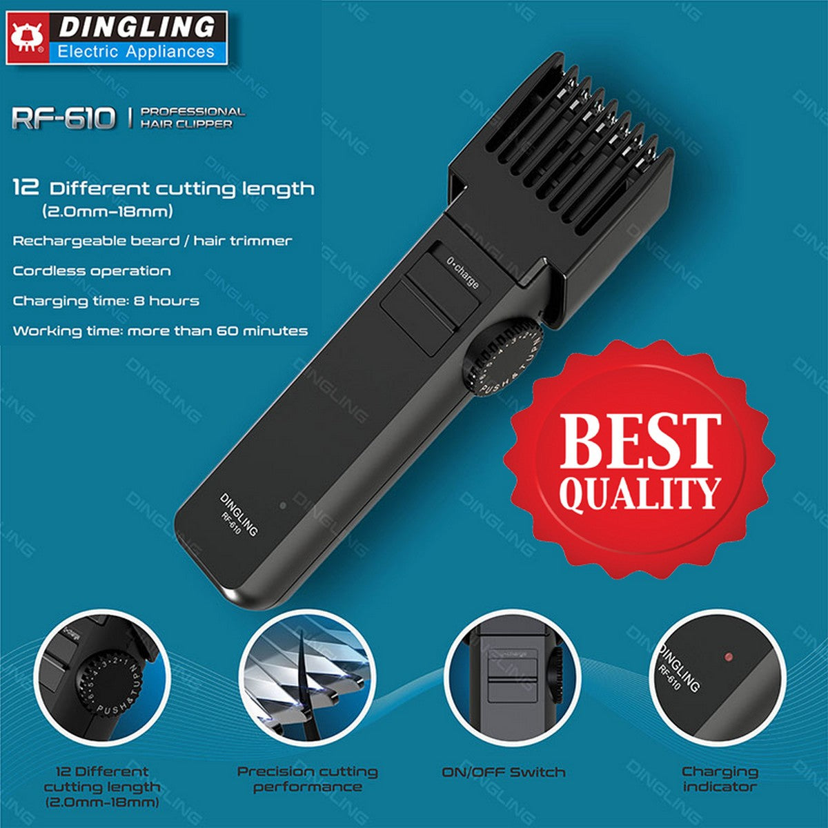 Dingling RF610 Premium Quality Rechargeable Hair Trimmer