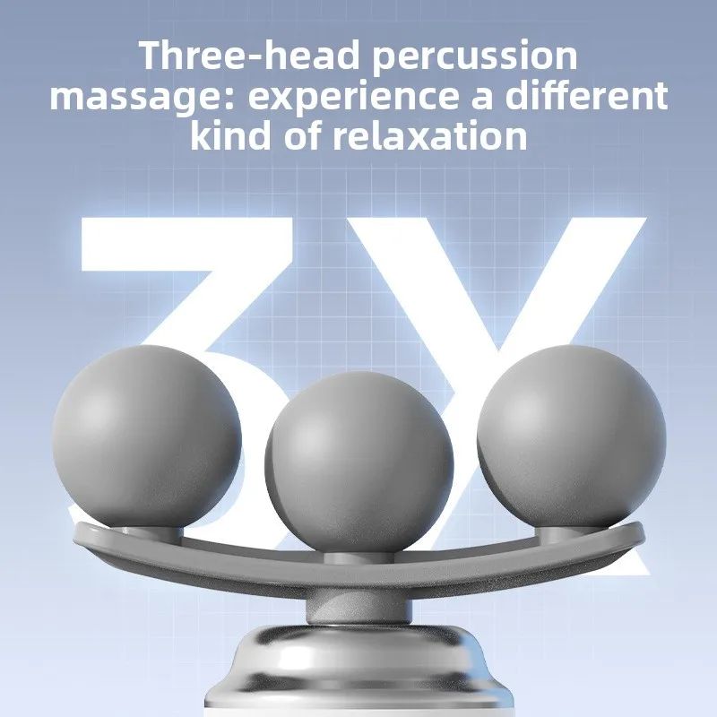 Three-ball percussion massage head for a mini fascia massage gun