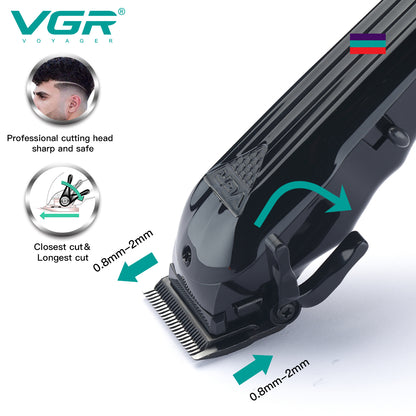 VGR V-282 hair clipper with adjustable taper lever and 0.8mm to 2.0mm cutting adjustment