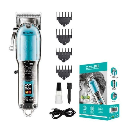 Daling DL-1539 New Full Transparent Visible Body Hair Cutting Machine Cordless Shaver Trimmers Barber Professional Hair Clipper Equipment