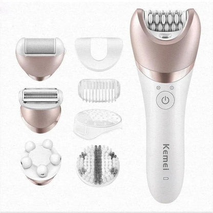 kemei km-8001 5in1 women epilator electric female shaver facial body hair removal rechargeable lady razor legs underarms wet&dry