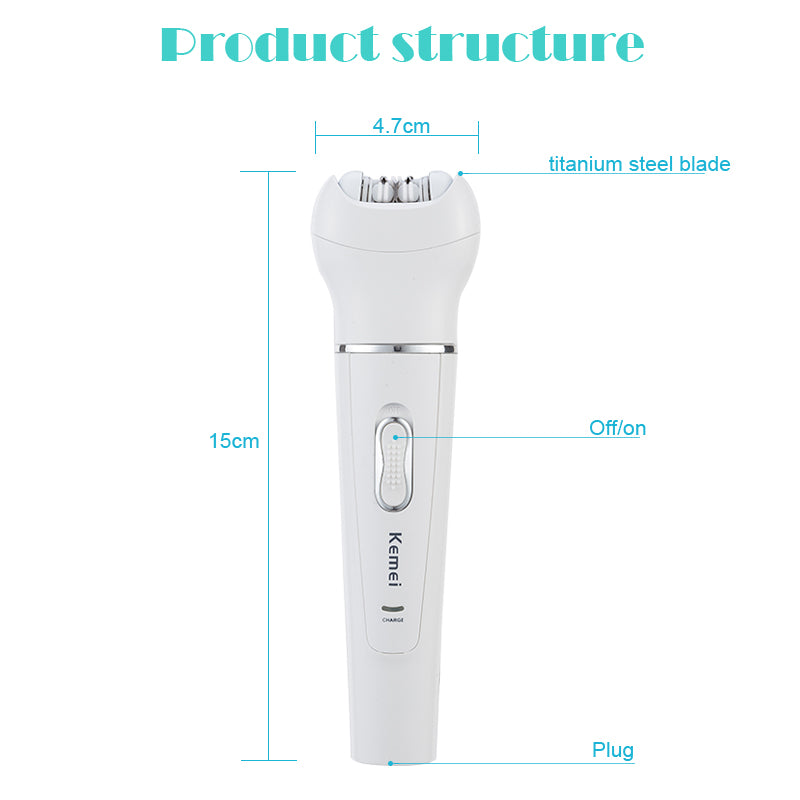 Kemei km-2199 5-in-1 Female Epilator & Lady Shaver – Hair Removal and Personal Care Kit