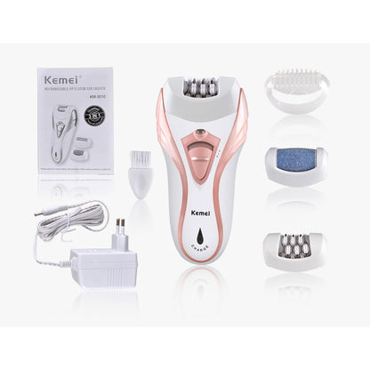 Kemei KM-3010 3-in-1 Rechargeable Female Epilator & Lady Shaver