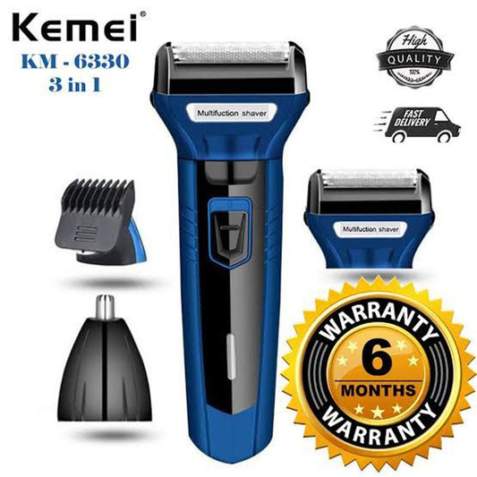 Kemei 3-in-1 Professional Rechargeable Hair Clipper, Trimmer & Shaver